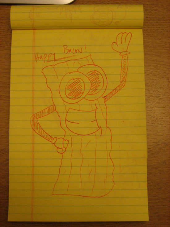 mbn-happy-bacon I want to surround the central character with these Happy Bacon characters. Dan and Steve seem releuctant.
