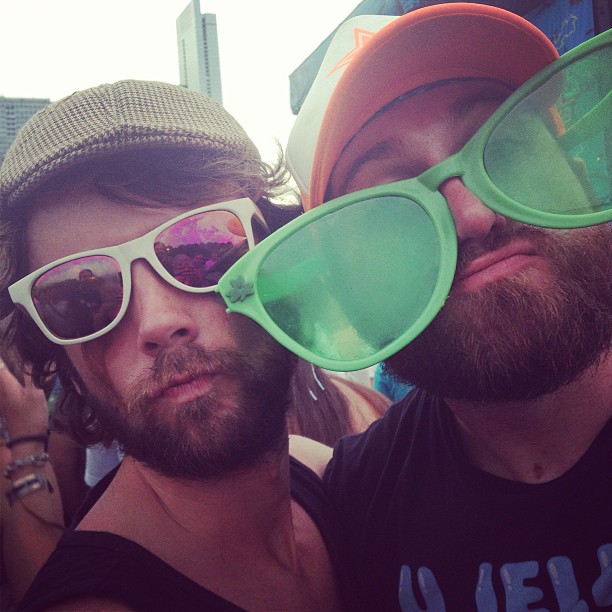 Making friends: This fella from Dublin by way of Toronto become our concert buddy at Vampire Weekend... and he loaned me his sweet shades!