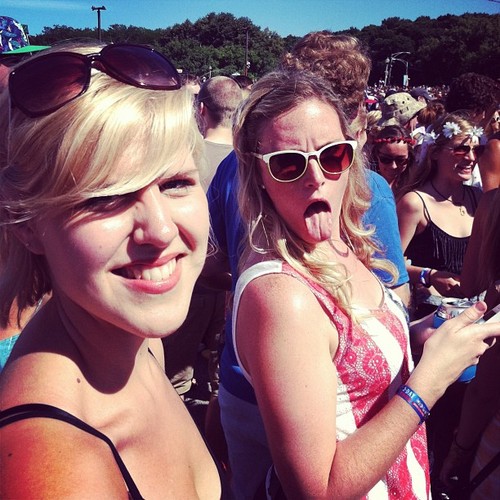 Katie & Lexie awaiting Matt & Kim.